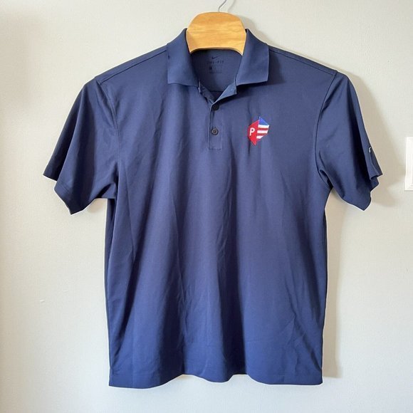 Nike Golf Men’s Size Large Dri-Fit Blue Short Sleeve Shirt Buttons Power - Picture 2 of 5
